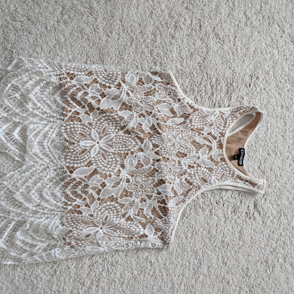 Express lace crop halter top